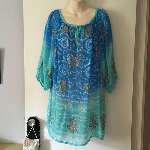 JULIET DUNN London Pure Silk Beach Resort Dress One Size - Picture 1 of 6